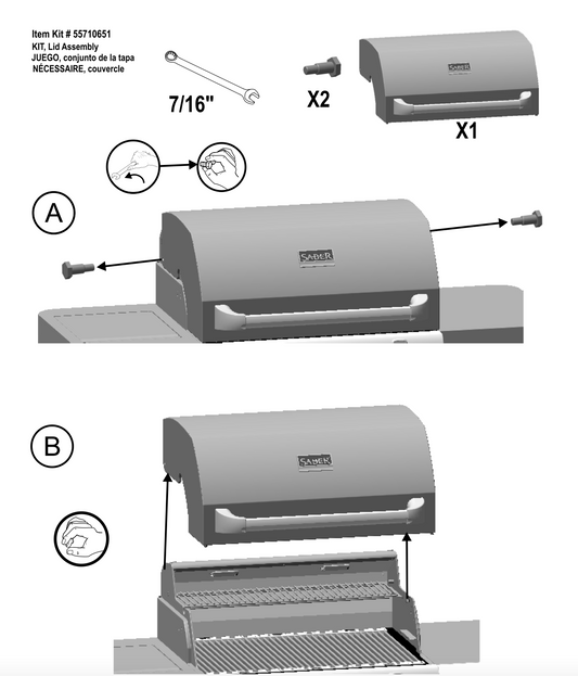 SABER GRILLS, KIT, LID, Assembly