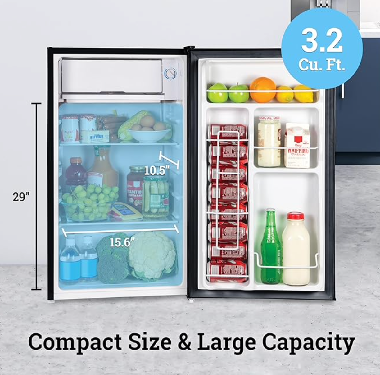 Igloo - 3.2 Cu. Ft. Mini Fridge with Freezer - Black