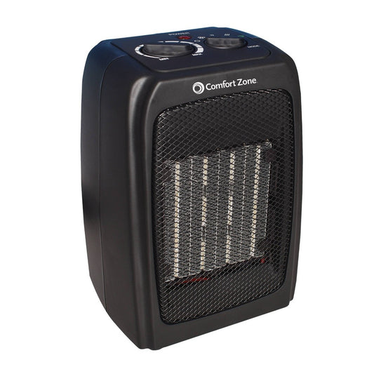 Comfort Zone 750/1500-Watt Energy Save Ceramic Heater Black