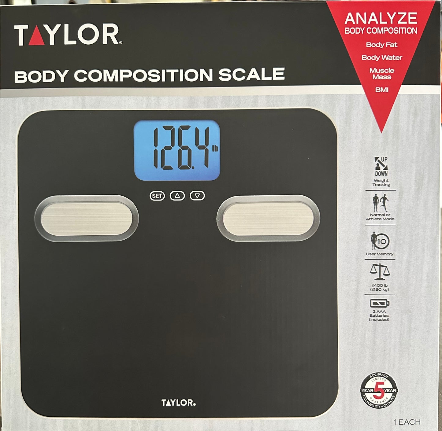 Taylor Precision Products Body Composition 400lb Bathroom Scale Black with Stain