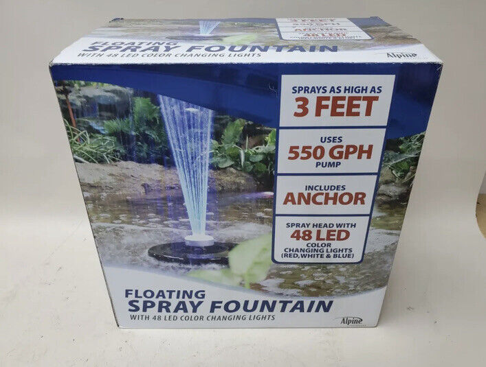 Alpine Corporation 550 GPH Floating Spray Fountain Pump with LED Lights